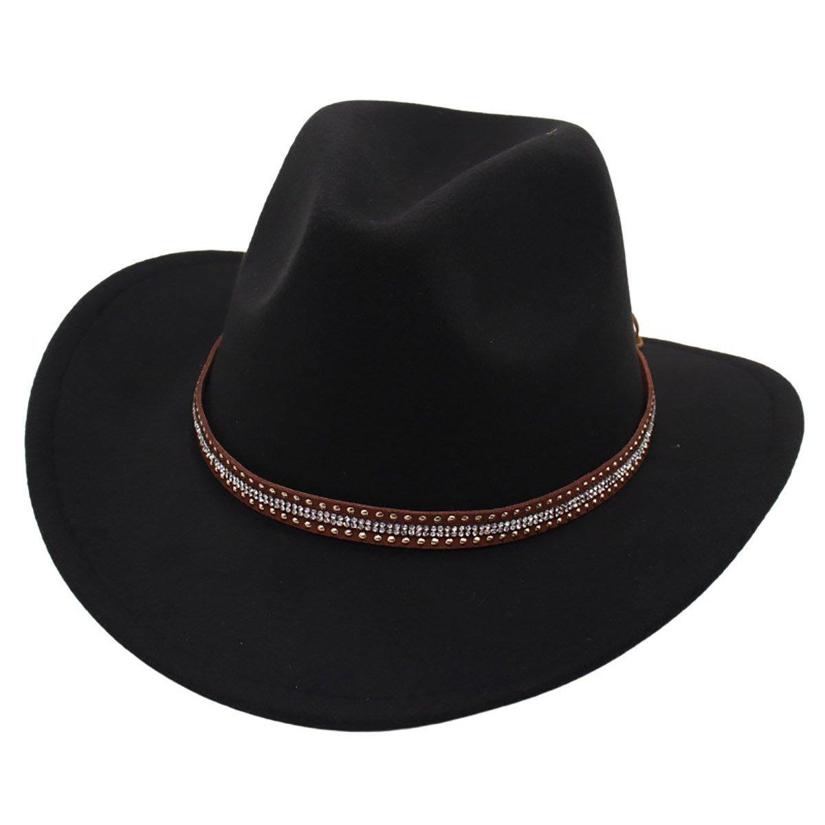 Western Cowboy Hat American Jazz Hat for Men Women Upside Down Top Hat - Coffee