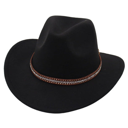 Western Cowboy Hat American Jazz Hat for Men Women Upside Down Top Hat - Coffee