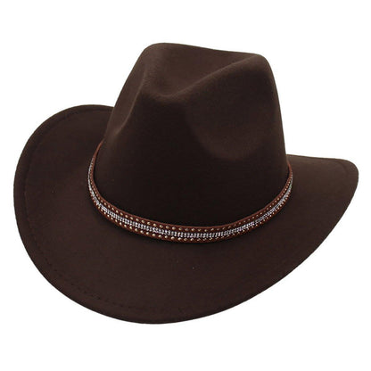 Western Cowboy Hat American Jazz Hat for Men Women Upside Down Top Hat - Coffee