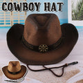 Premium Coffee Unisex Western Wide Brim Straw Cowboy Hat
