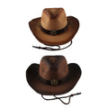 Premium Coffee Unisex Western Wide Brim Straw Cowboy Hat