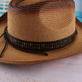 Premium Coffee Unisex Western Wide Brim Straw Cowboy Hat