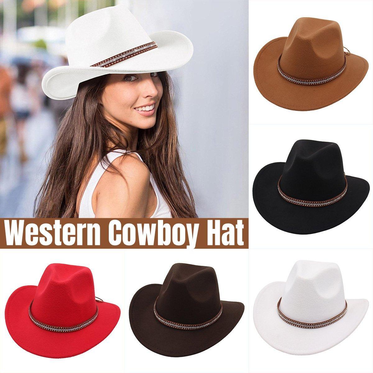 Western Cowboy Hat American Jazz Hat for Men Women Upside Down Top Hat - Red