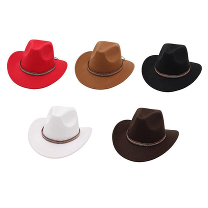 Western Cowboy Hat American Jazz Hat for Men Women Upside Down Top Hat - Red