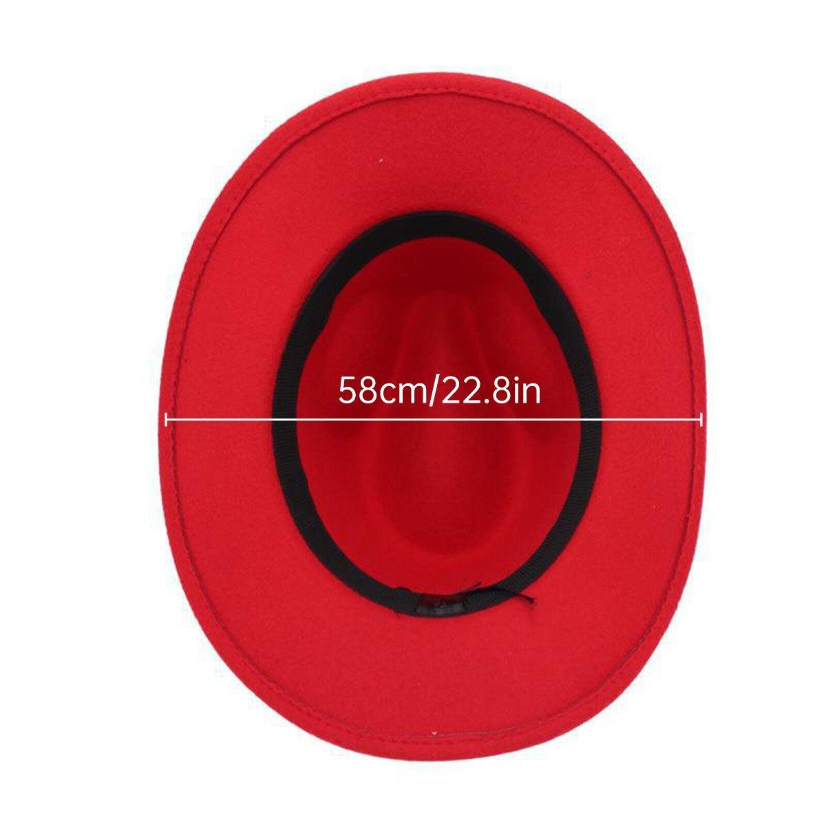 Western Cowboy Hat American Jazz Hat for Men Women Upside Down Top Hat - Red - SuperSaverAU - view 3