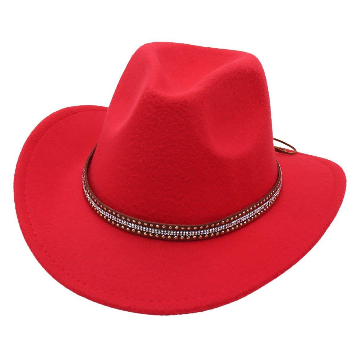 Western Cowboy Hat American Jazz Hat for Men Women Upside Down Top Hat - Red