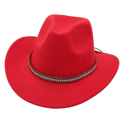 Western Cowboy Hat American Jazz Hat for Men Women Upside Down Top Hat - Red