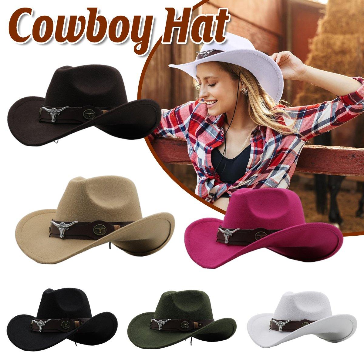 Rose Red Vintage Wool Felt Cowboy Hat for Men - Adjustable & Comfortable - SuperSaverAU - view 1