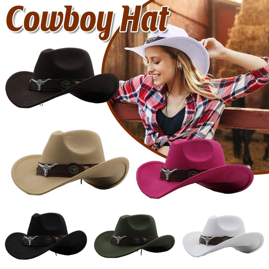 Rose Red Vintage Wool Felt Cowboy Hat for Men - Adjustable & Comfortable - SuperSaverAU - view 1