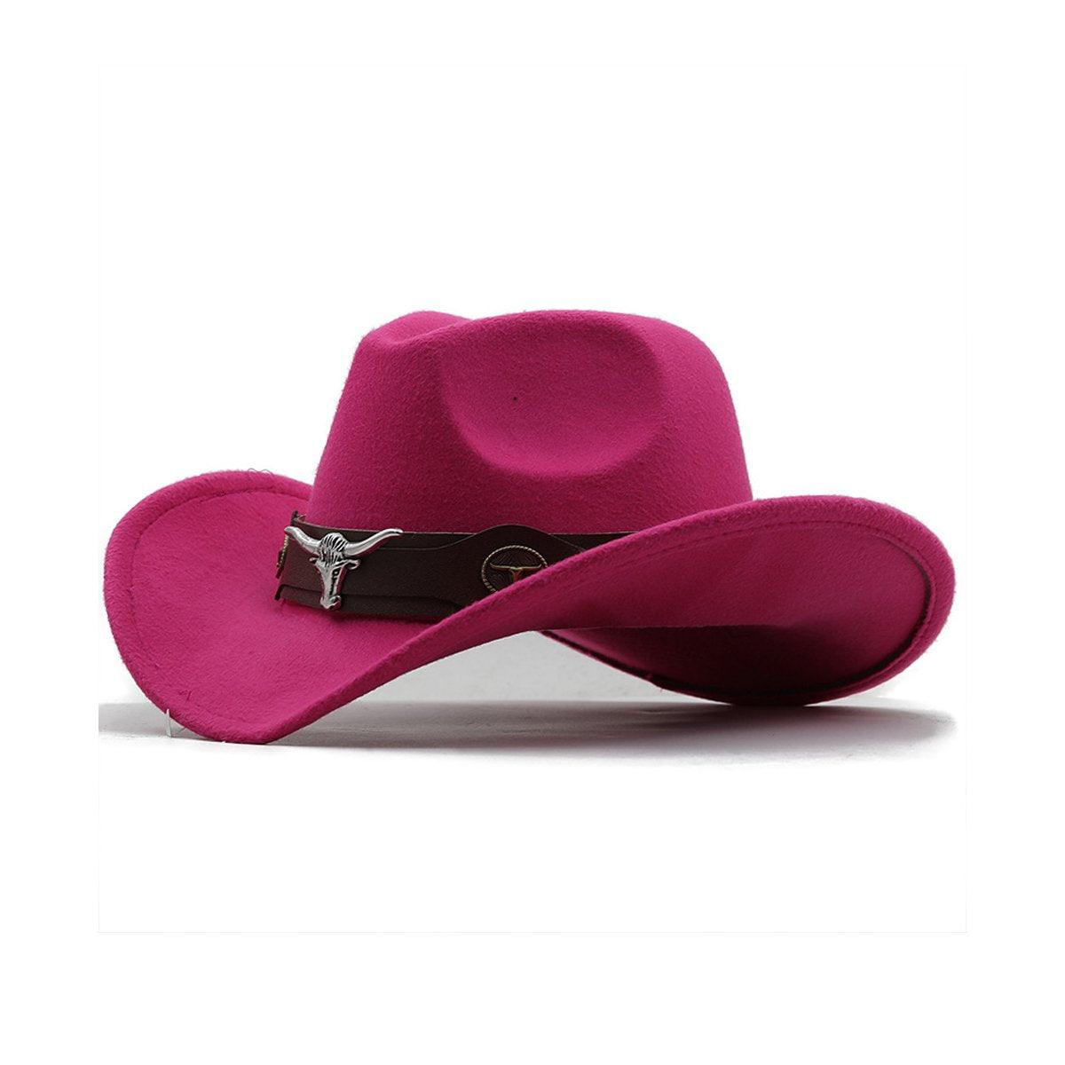 Rose Red Vintage Wool Felt Cowboy Hat for Men - Adjustable & Comfortable