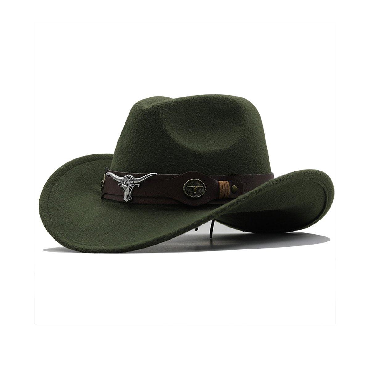 Rose Red Vintage Wool Felt Cowboy Hat for Men - Adjustable & Comfortable