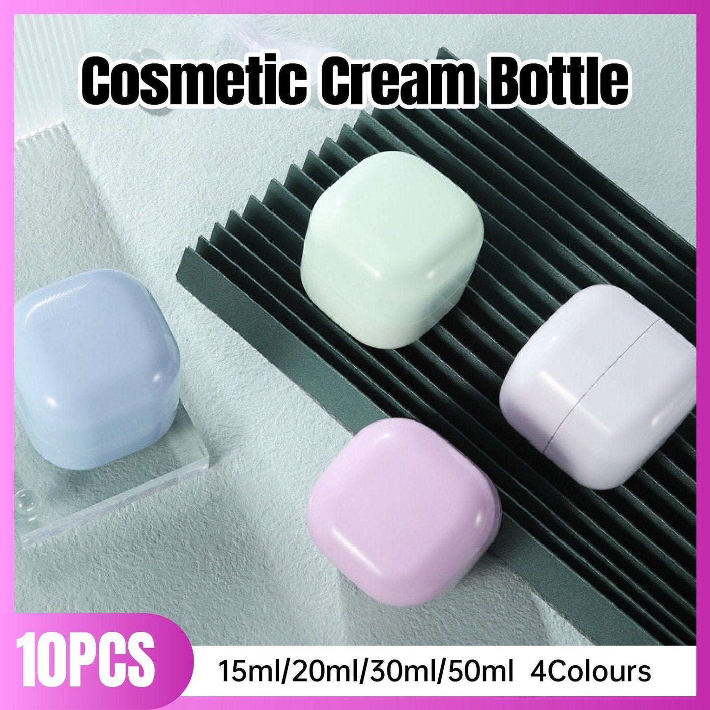 10PCS Square Lightproof Cream Jars - 50ml Cosmetic Containers in Pink