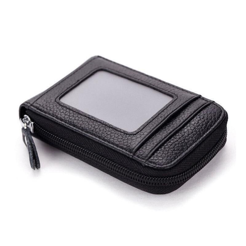 Premium Red RFID Blocking Leather Card Wallet with Coin Pocket