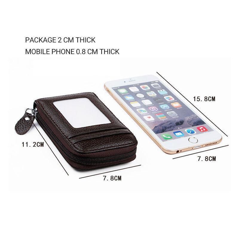 Premium Red RFID Blocking Leather Card Wallet with Coin Pocket