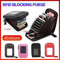 Premium Red RFID Blocking Leather Card Wallet with Coin Pocket