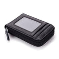 Premium Red RFID Blocking Leather Card Wallet with Coin Pocket