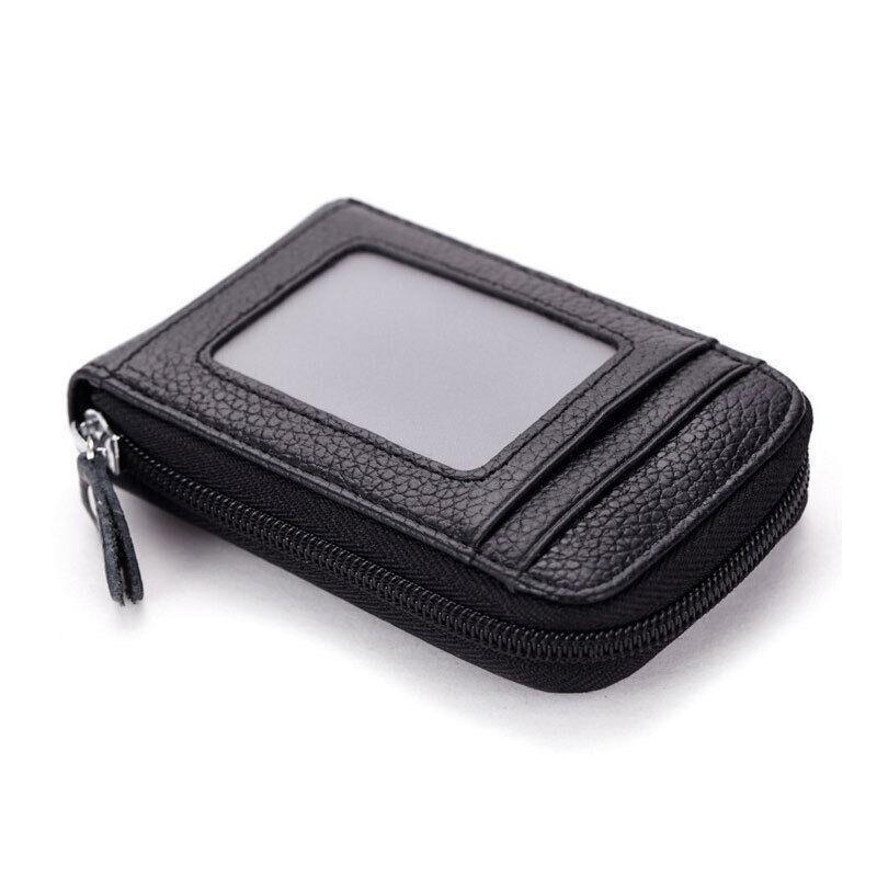 Premium Red RFID Blocking Leather Card Wallet with Coin Pocket