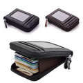 Premium Red RFID Blocking Leather Card Wallet with Coin Pocket