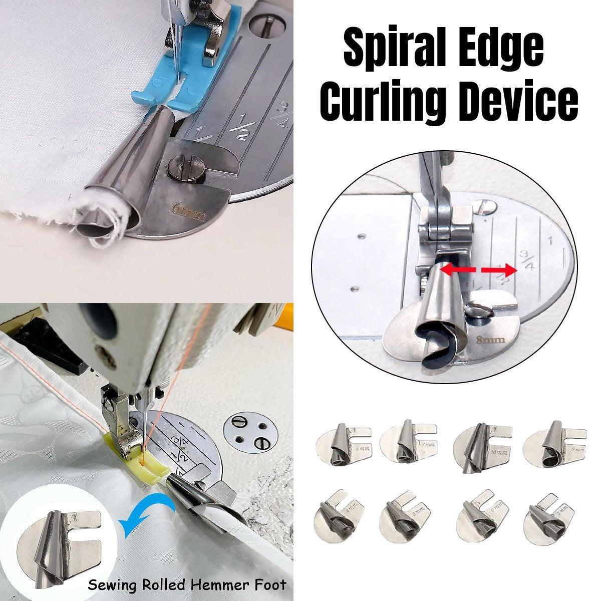 Premium Sewing Machine Spiral Flanger Attachment Set – 8 Pieces