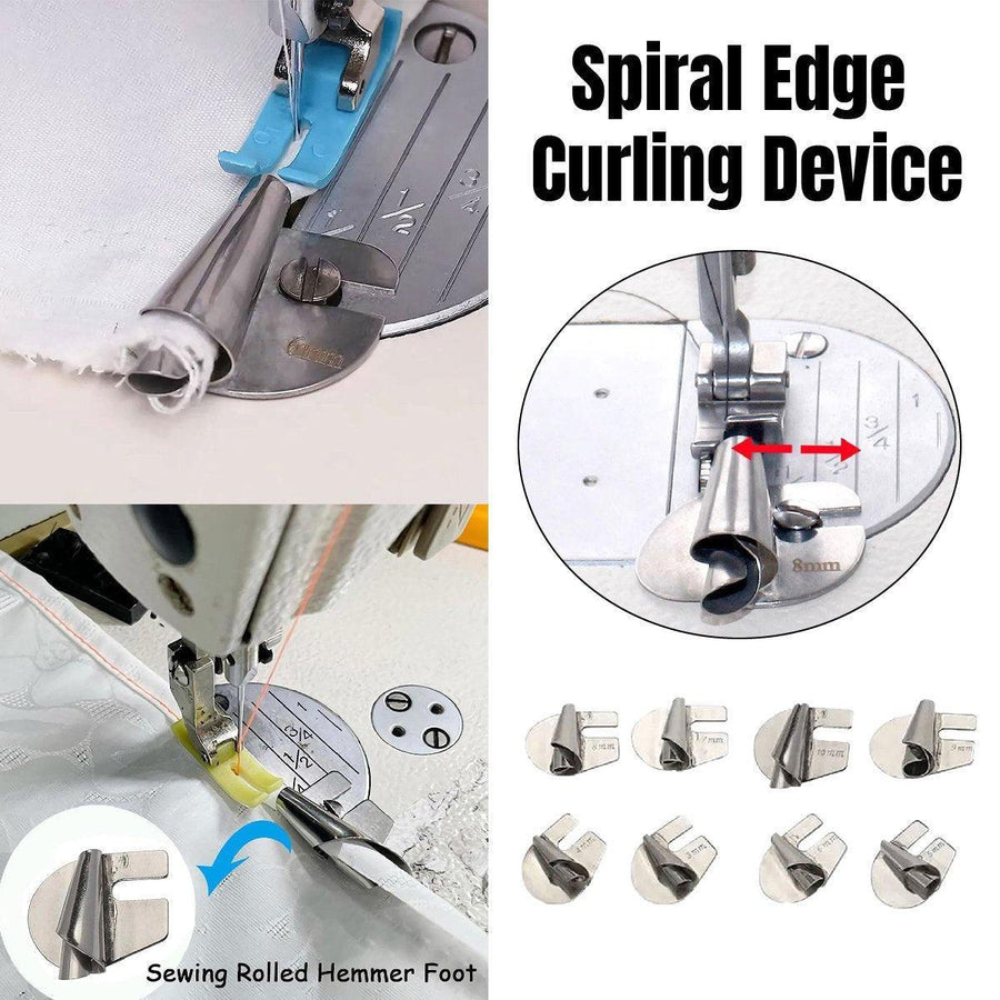 Premium Sewing Machine Spiral Flanger Attachment Set – 8 Pieces
