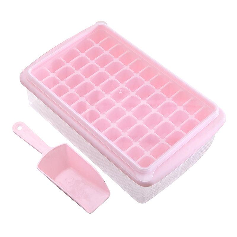 Premium Blue 55 Grid Ice Cube Tray with Lid Storage Box and Scoop
