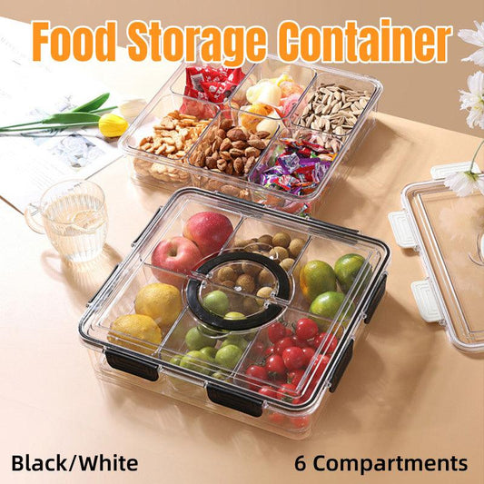 Portable Sealed Kitchen Refrigerator Storage Box - 5L, Black, 6 Compartments