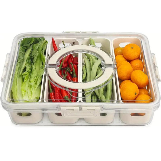 Crisper Refrigerator Storage Box - 31cm x 24cm x 7cm, 4 Compartments, BPA-Free
