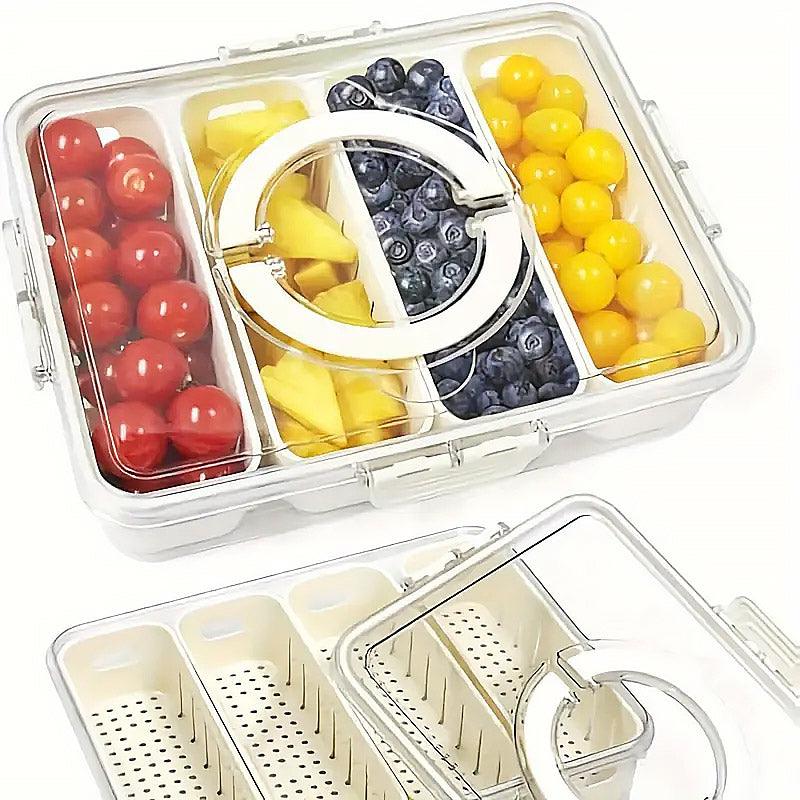 Crisper Refrigerator Storage Box - 31cm x 24cm x 7cm, 4 Compartments, BPA-Free