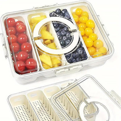 Crisper Refrigerator Storage Box - 31cm x 24cm x 7cm, 4 Compartments, BPA-Free