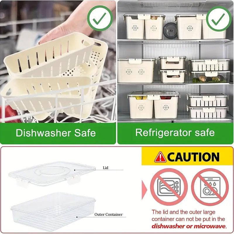 Crisper Refrigerator Storage Box - 31cm x 24cm x 7cm, 4 Compartments, BPA-Free