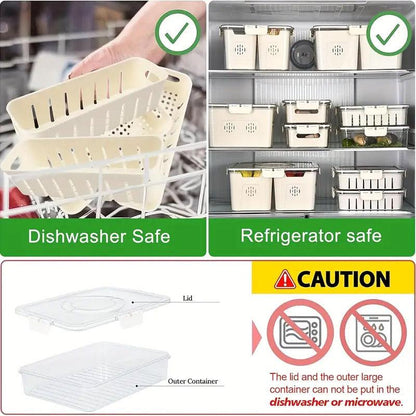Crisper Refrigerator Storage Box - 31cm x 24cm x 7cm, 4 Compartments, BPA-Free
