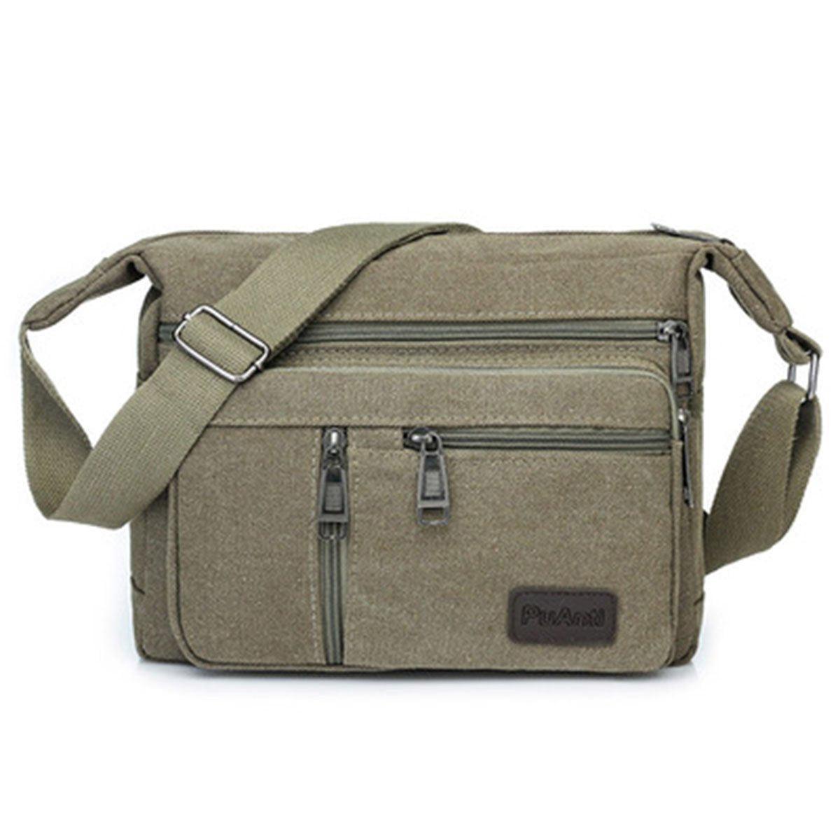 Premium Black Multi Layer Canvas Crossbody Messenger Bag