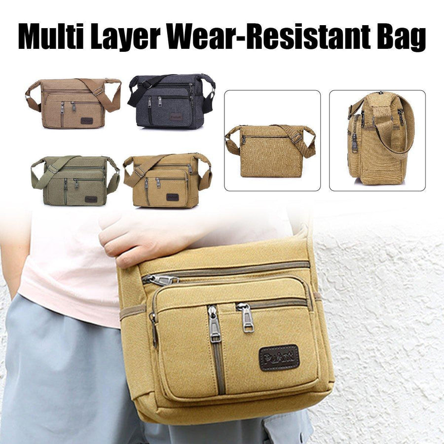 Premium Coffee Multi Layer Canvas Crossbody Messenger Bag