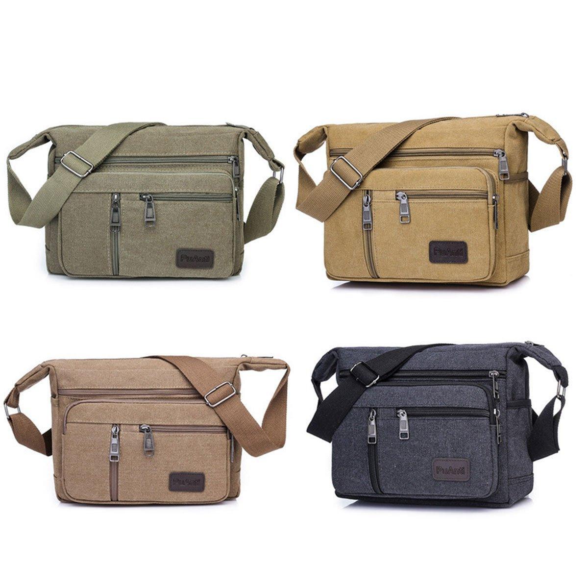 Premium Coffee Multi Layer Canvas Crossbody Messenger Bag