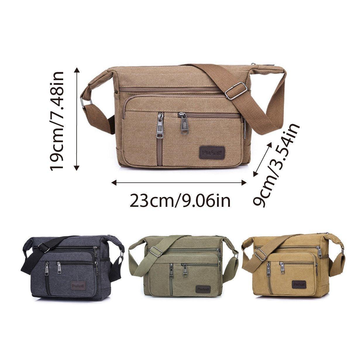 Premium Coffee Multi Layer Canvas Crossbody Messenger Bag