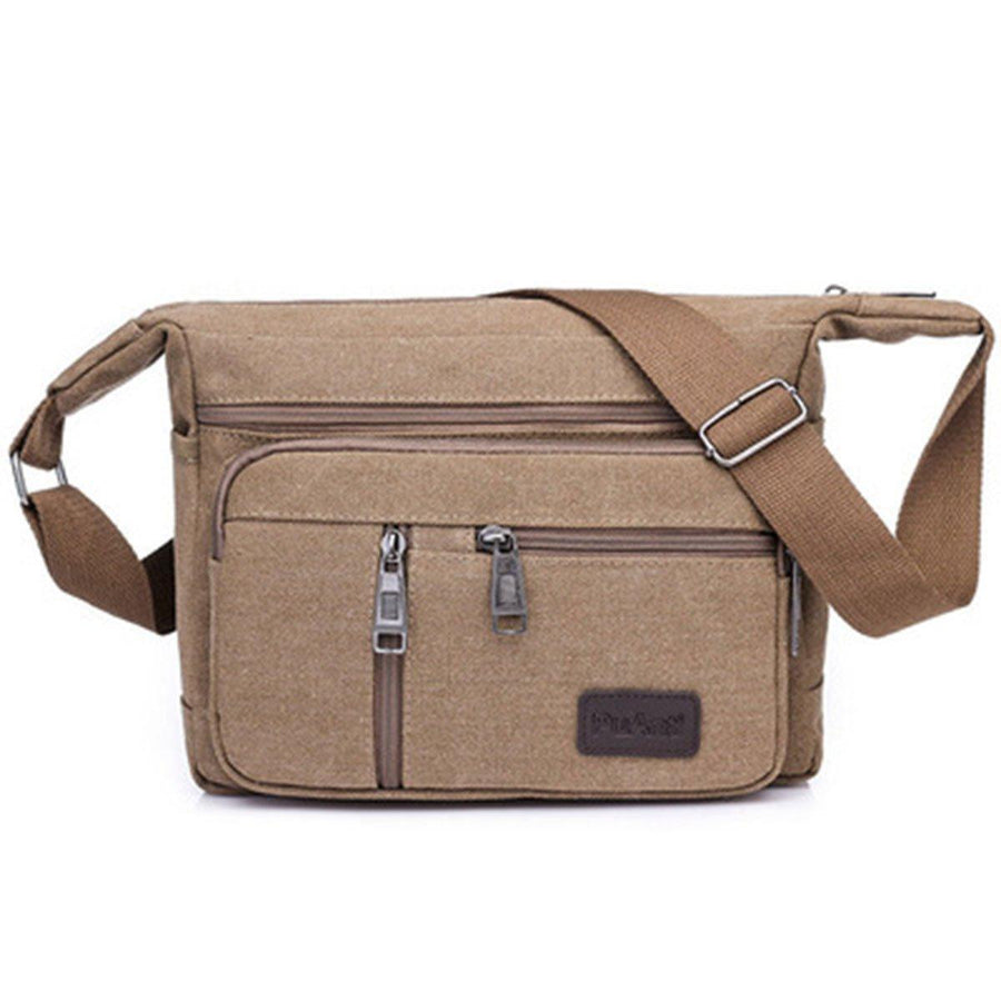 Premium Coffee Multi Layer Canvas Crossbody Messenger Bag