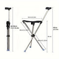 Stainless Steel Folding Cane Chair, Adjustable 31.5-35.4" for Travel & Outdoor Use - SuperSaverAU - view 3