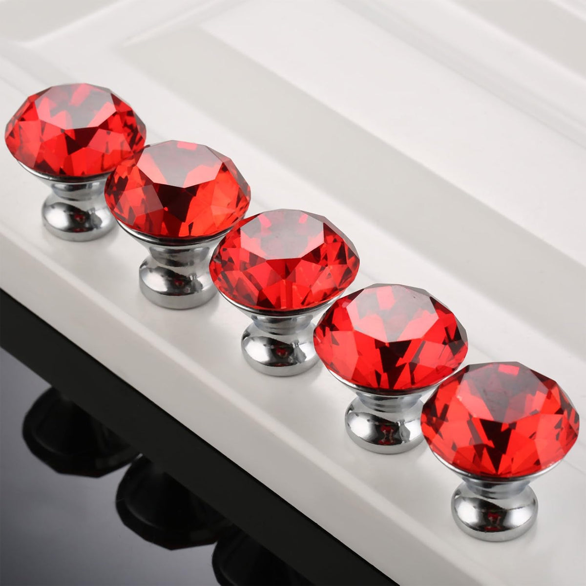 Red Crystal Diamond Knobs 40MM - 10 Pack Kitchen Cabinet Pulls - SuperSaverAU - view 3