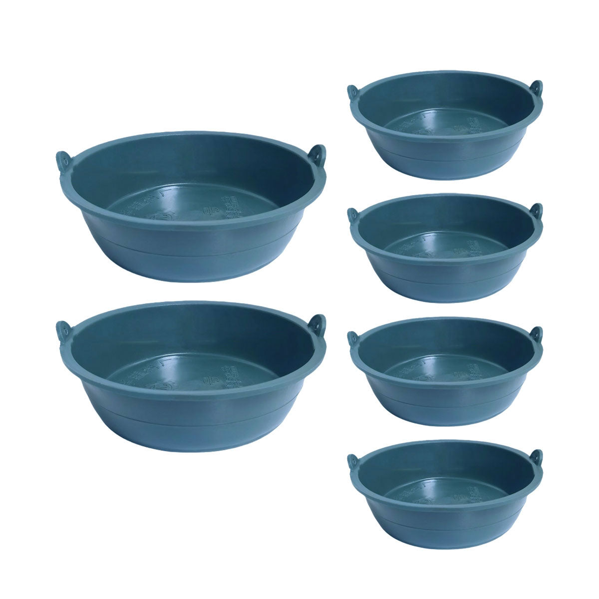 Plastic Feeding Basin Set 6pcs, 3kg Capacity for Chickens, Goats, Pigs, Horses