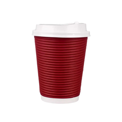 50sets Corrugated Paper Cups Coffee Milk Tea Cups Disposable Hot Drink Cups - Red-16oz