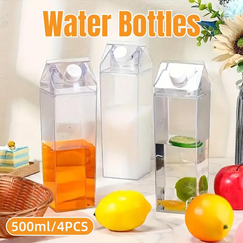 4pcs 500ml Transparent Square Cups - Leakproof, Durable, Portable Drinkware - SuperSaverAU - view 1