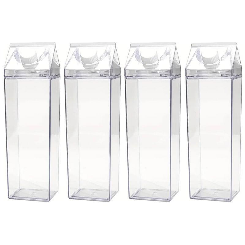 4pcs 500ml Transparent Square Cups - Leakproof, Durable, Portable Drinkware - SuperSaverAU - view 2