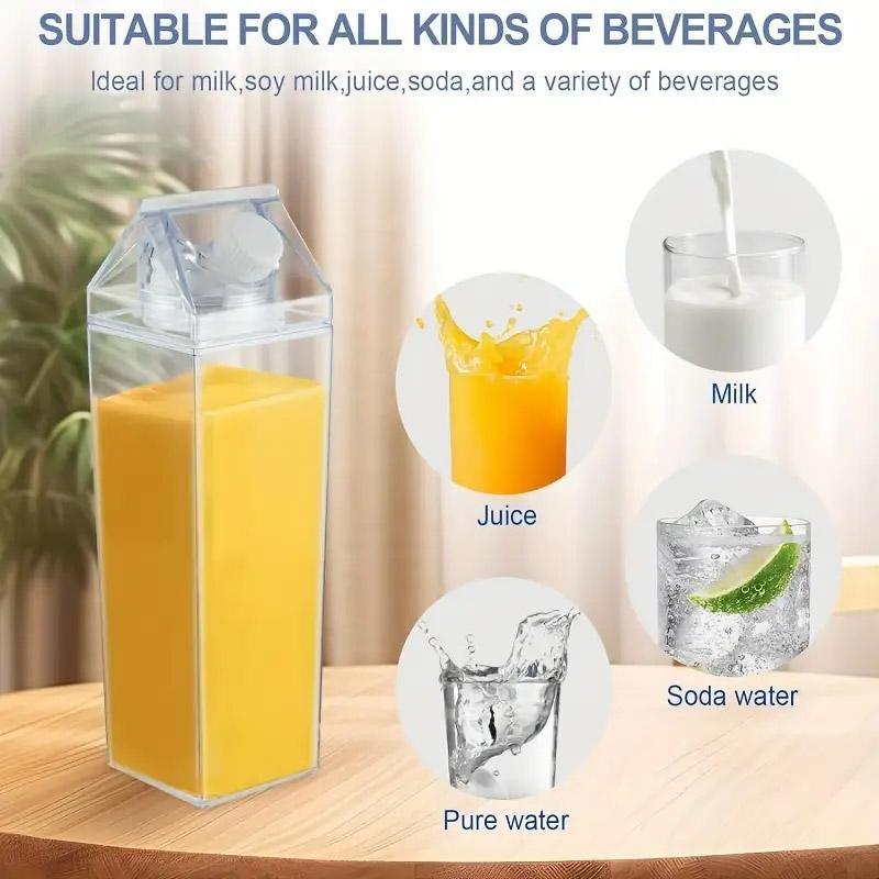 4pcs 500ml Transparent Square Cups - Leakproof, Durable, Portable Drinkware - SuperSaverAU - view 3