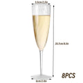 Premium 8 Pack 180ml Plastic Champagne Flutes Party Wedding Glasses