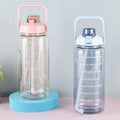 Premium Blue 2L Motivational Water Bottle with Straw and Time Markings