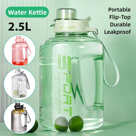 2.5L Sports Water Bottle with Dual Drinking Modes & Ergonomic Handle - Green