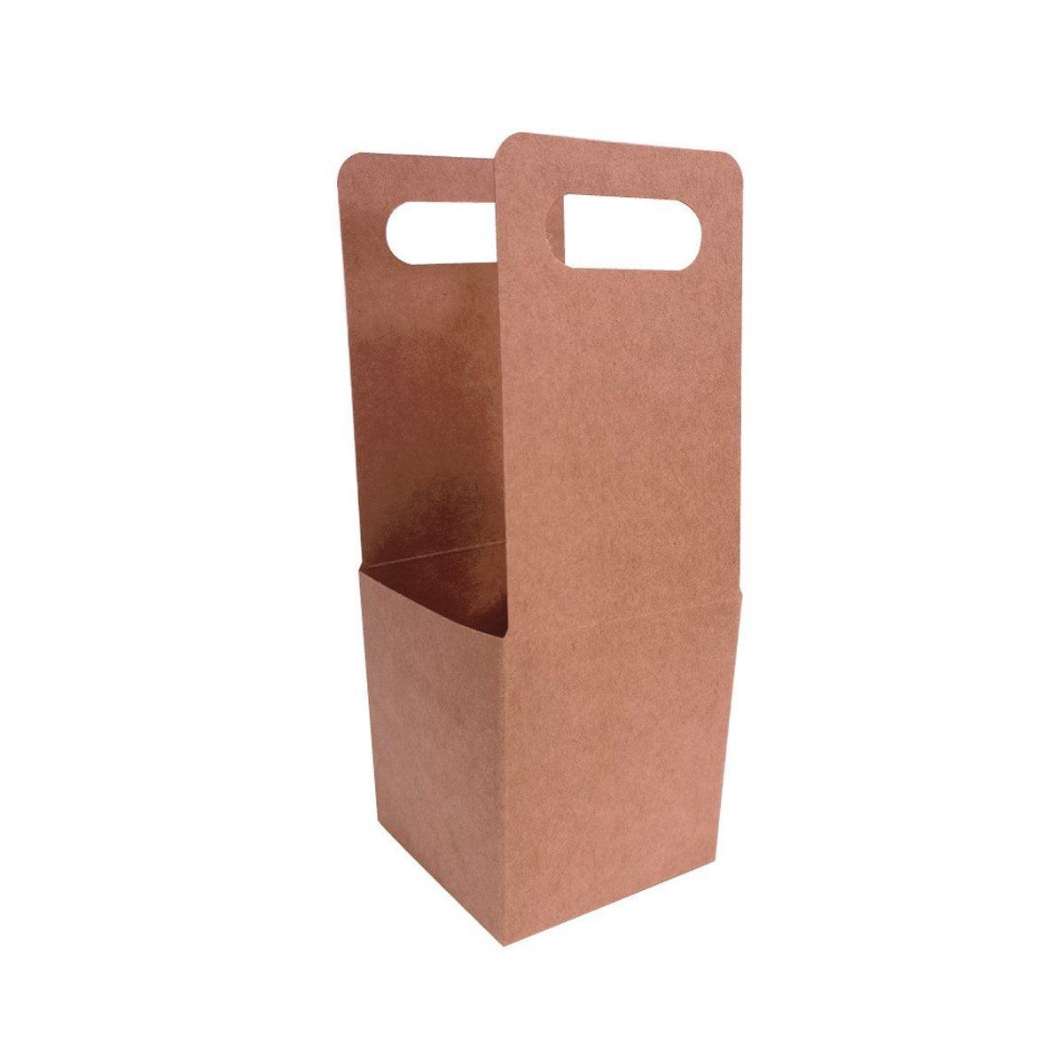 Kraft Paper Portable Cup Holder 100pcs - Single & Double Cup Carrier