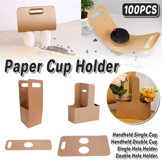 Kraft Paper Portable Cup Holder 100pcs - Ergonomic, Durable, Adjustable Fit