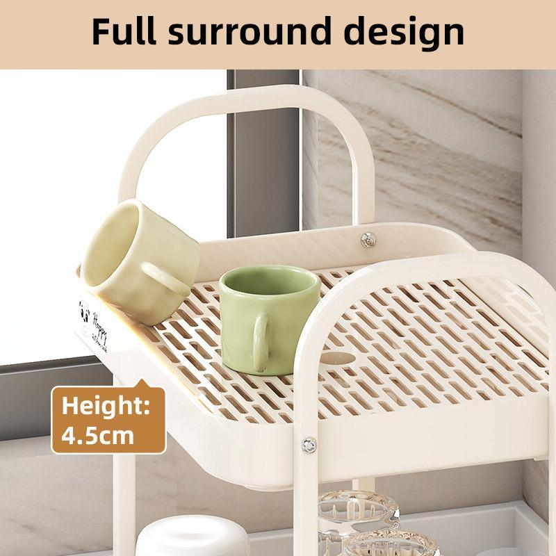 Elegant Double-Layer Cup Storage Rack 40cm x 34cm x 24.5cm with Drain Tray and Hooks - SuperSaverAU - view 4