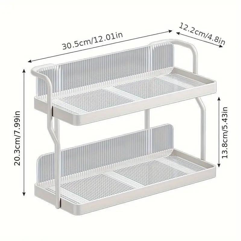 Premium 2 Tier Kitchen Storage Rack Countertop Organiser with Removable Trays
